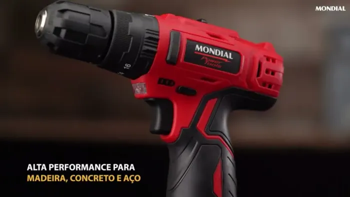 Furadeira Parafusadeira de impacto 3/8" a bateria 12V com maleta e acessórios