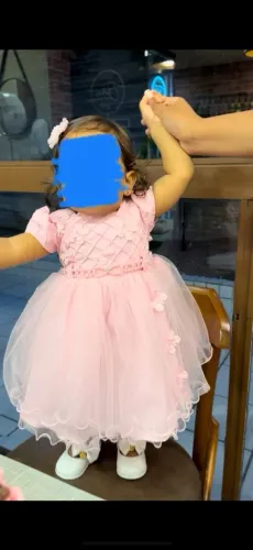 Vestido Infantil de Festa Rosa Princesa - Veste até 1 Ano - Usado Apenas 1 Vez