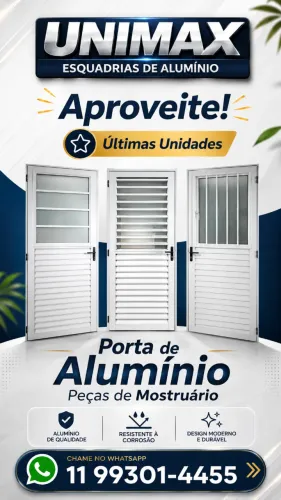 Portas de Alumínio de Mostruário de Vários Modelos (Últimas Unidades)