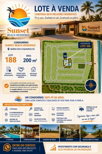 Lote à Venda - Sunset Beach Residence | Barra dos Coqueiros/SE