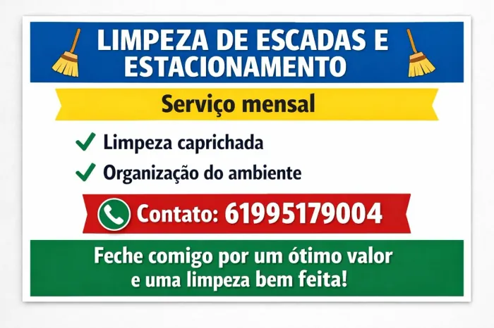 Limpeza de escadas e estacionamento,  lixeira de condomínio. 