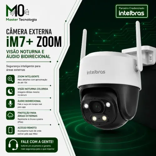 Câmera Externa iM7+ Zoom Visão Noturna e Áudio Bidirecional Intelbras