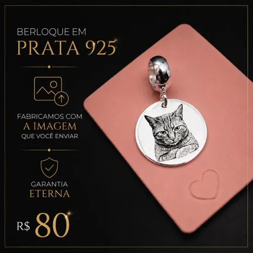 ? Berloque de Prata 925 Personalizado com Foto | Garantia Eterna |