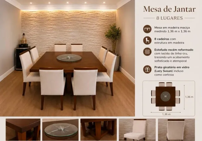 Mesa 8 lugares alto padrão -Silvia designer PRIME