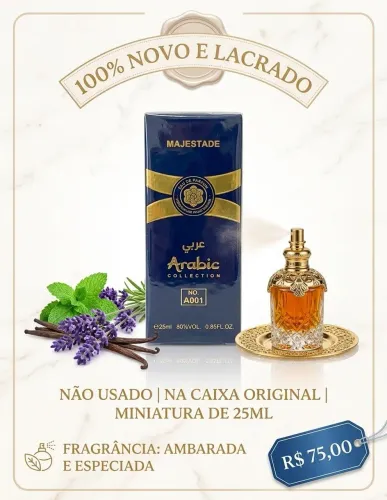 perfume Majestade (A001) da Arabic Collection miniatura 25ml 