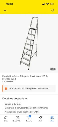 Escada nova firme 8 degraus quase dois metros muito boa