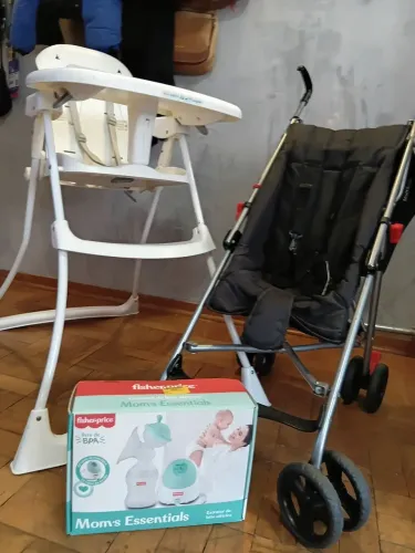 KIT com 3 itens - Cadeirão + Carrinho + Extrator de Leite