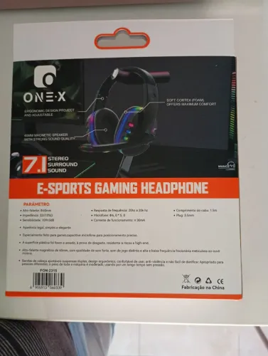 NOVO Headphone Gaming E-Sports RGB controladora Stereo Surround USB