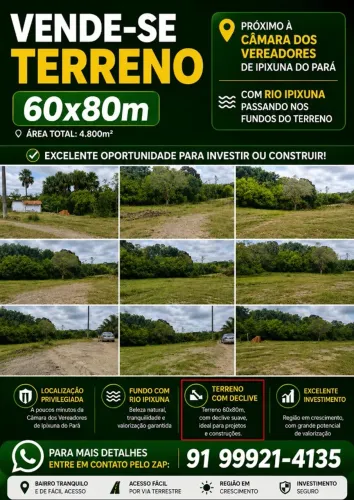 Vende-se Terreno em Ipixuna do Pará, prox. a câmara dos vereadores 4.800 m²