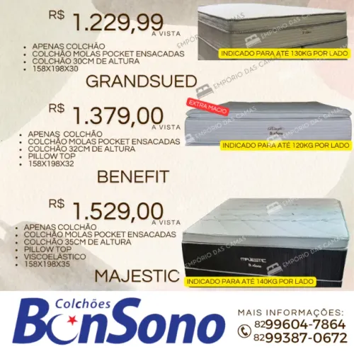 Colchão queen size bonsono molas pocket ensacadas pronta entrega consulte