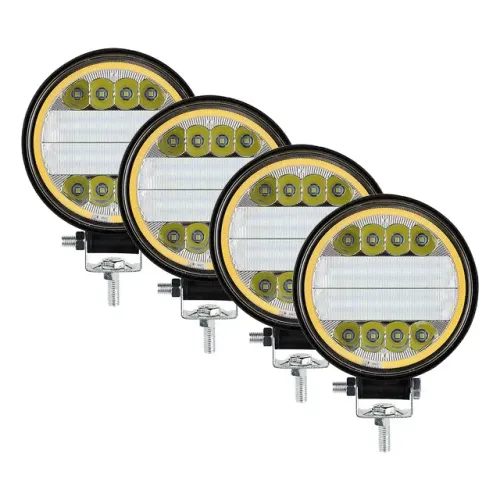 Kit 4 Farol de Milha Redondo - Jeep - Barco - Caminhão - Trator 70w Cada
