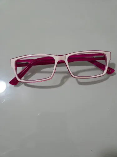 Óculos de Grau Feminino Lupa Lupa - Rosa Pink e Branco - Armação Original Usada
