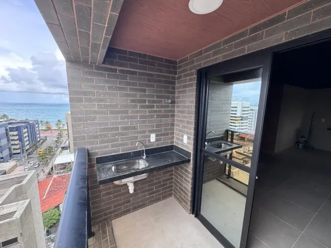 Seu quarto e sala com vista mar da varanda em Jatiúca - Maceió - AL