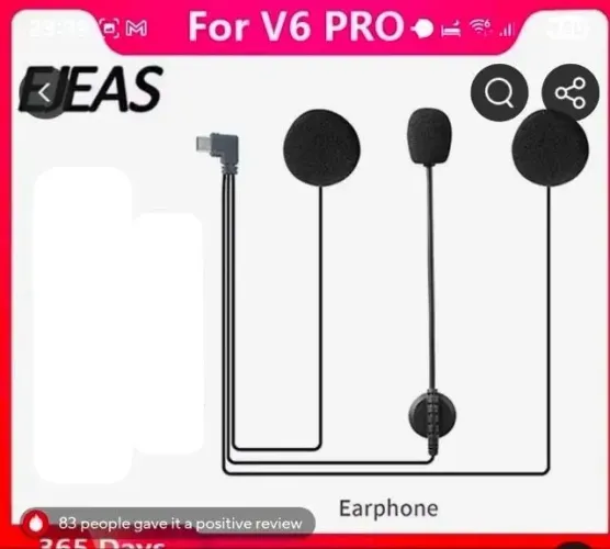 Kit Fone de ouvido + Microfone Tipo C original para EJEAS v6 pro + original