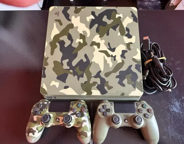 PS4 SLIM 1TB EDIÇÃO ESPECIAL CAMUFLADO E DESBLOQUEADO COM JOGOS