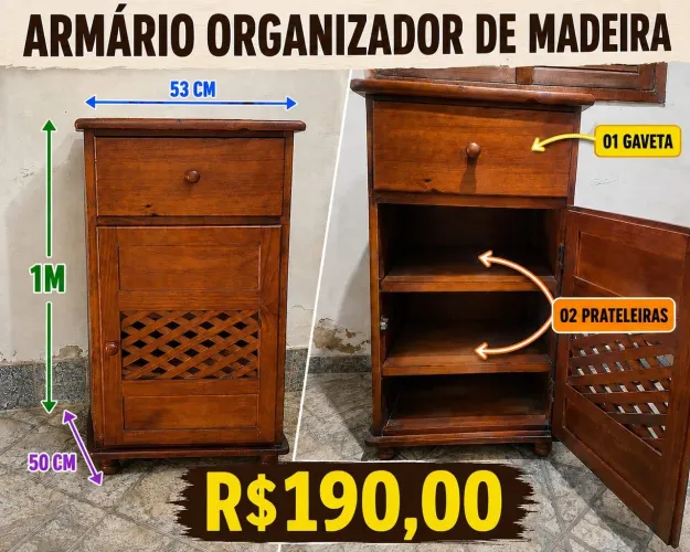 Armário Organizador de Madeira