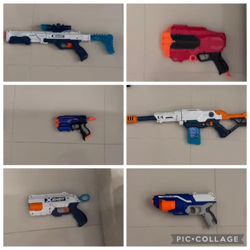 ? LOTE NERF E X-SHOT COMPLETO - 11 PEÇAS + LASER X ?
