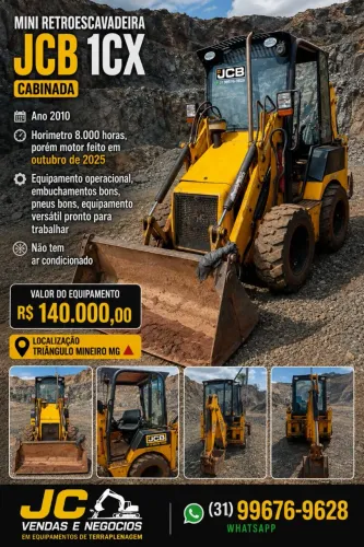 Mini Retroescavadeira JCB 1CX cabinada 
