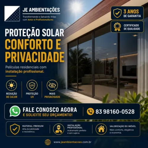 Películas Residenciais | Conforto, Privacidade e Proteção Solar | Garantia de 3 Anos
