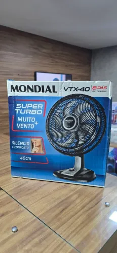 Ventilador MONDIAL 40cm, Preto/Prata, 110V | Super Turbo, 8 Pás, 140W, VTX-40-8P