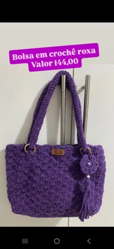 Bolsa roxa crochê