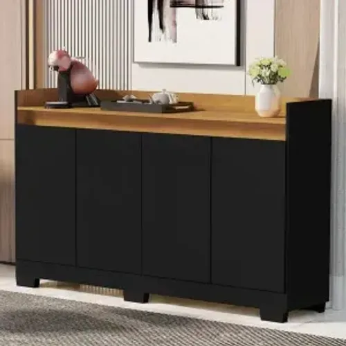 Buffet Real com 4 portas Preto/Mel (em estoque NOVO)
