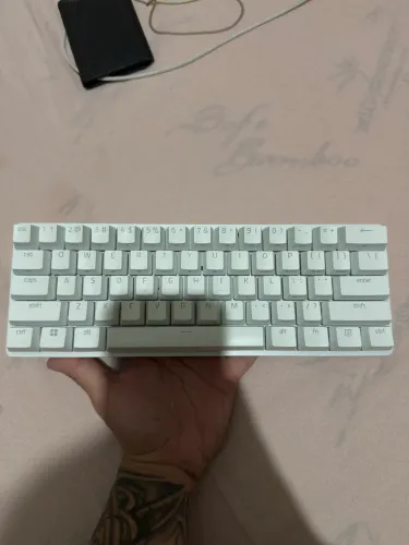 Teclado Gamer Razer Huntsman Mini Mercury White 60% - Switch Purple (Completo)