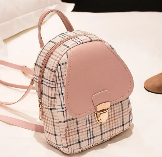 Mini Mochila Xadrez Charmosa e Muito Linda