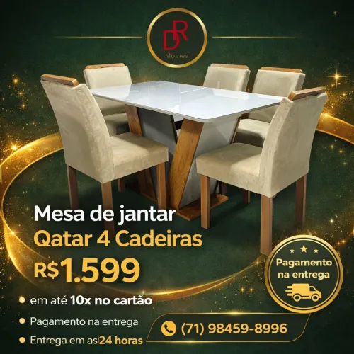 Mesa de jantar 4 Cadeiras Cel Qatar - Novo e embalado!!