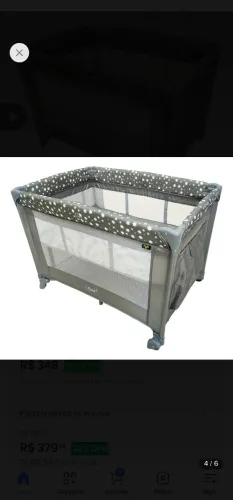 Berço portátil infantil Cercado desmontavel Lune Maci Baby - Cinza