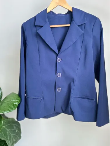 Blazer Feminino G Alfaiataria Azul Marinho