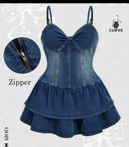 Vestido jeans com babado
