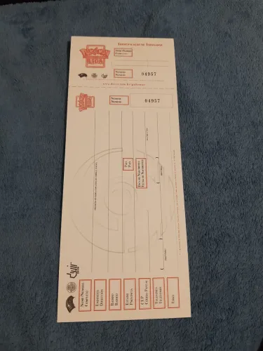 Ficha de identificação liga pokémon, antigo