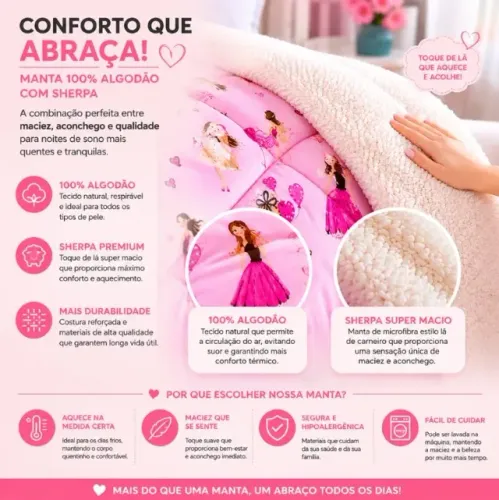 COBERDROM SOLTEIRO INFANTIL SHERPA NOVO