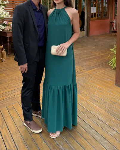 Vestido social casamento formatura verde