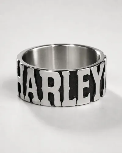Anel Masculino Harley-Davidson Original - Aço | Tamanho 24 | Novo com Caixa