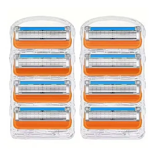 Kit Com 8 Refis De Primeira Linha Serve No Suporte De Gillete Mach 5, Fusion e ProGlide