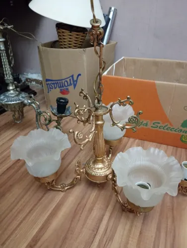 Lustre Vintage de 3 Braços - Peça Restaurada