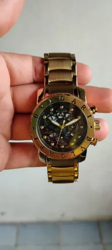 Relógio Dourado Masculino Grande 44mm Seminovo - R$ 420