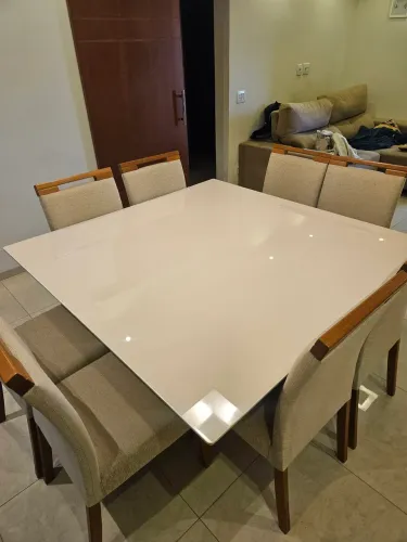 Mesa de jantar móveis casa verde 8 lugares