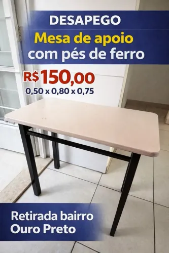 Mesa resistente com pés de ferro 