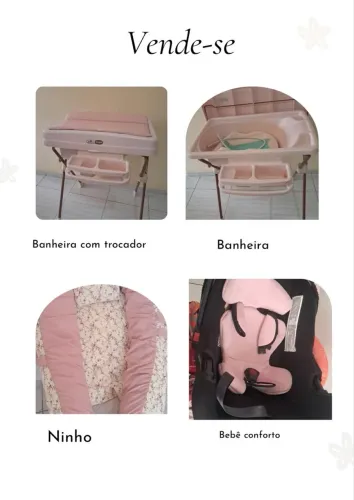Banheira, bebê conforto, ninho