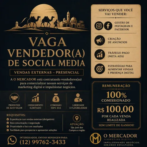 VAGA - VENDEDOR(A) DE SOCIAL MEDIA