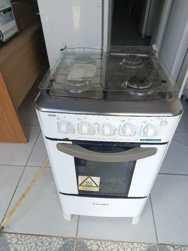 Fogão esmalte 4 bocas elétrico funcionando tudo