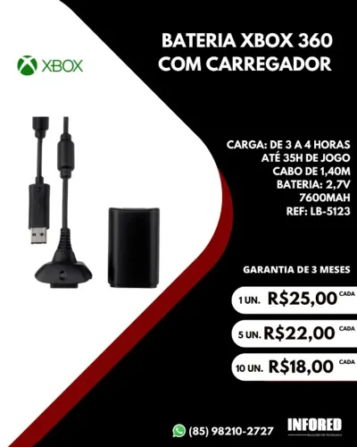 Bateria recarregável para controle Xbox 360 LB-5123