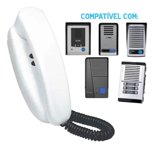 Interfone Monofone HDL Branco 2 Botões para 2 Fechaduras