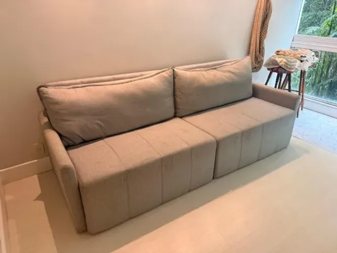 Sofá-cama Retrátil e Reclinável Baraúna 2,50m em Linho Cinza | Excelente estado