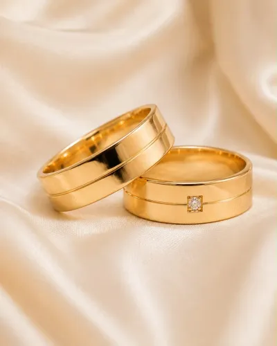 Par de Alianças Florença em Ouro 18k 750