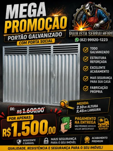 ? MEGA PROMOÇÃO - PORTÃO GALVANIZADO COM PORTA SOCIAL ?