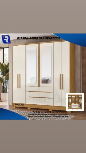 Guarda-Roupa Moderno com Espelho e Amplo Espaço Interno